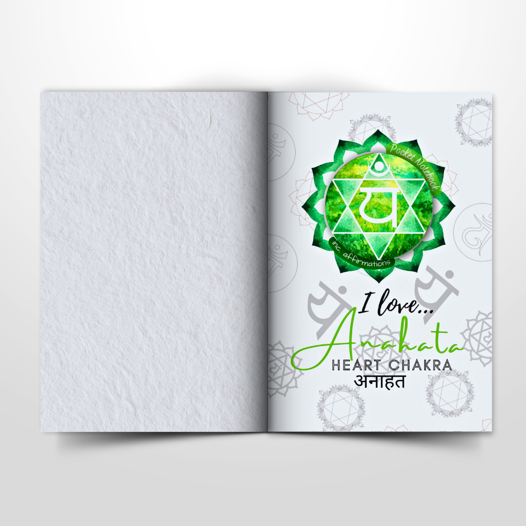 Heart Chakra Pocket Notebook | Inc. Affirmations: The Pocket Journaling Guide to Clearing, Opening, and Balancing Anahata - The Fourth Chakra | Black A6 | 107 Lined Pages