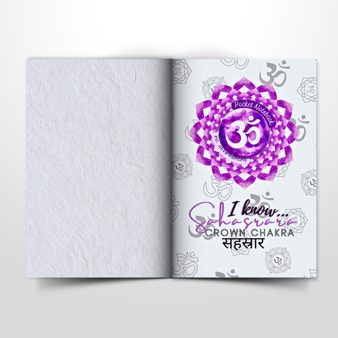 Crown Chakra Pocket Notebook | Inc. Affirmations: The Pocket Journaling Guide to Clearing, Opening, and Balancing Sahasrara - The Seventh Chakra | Black A6 | 107 Lined Pages