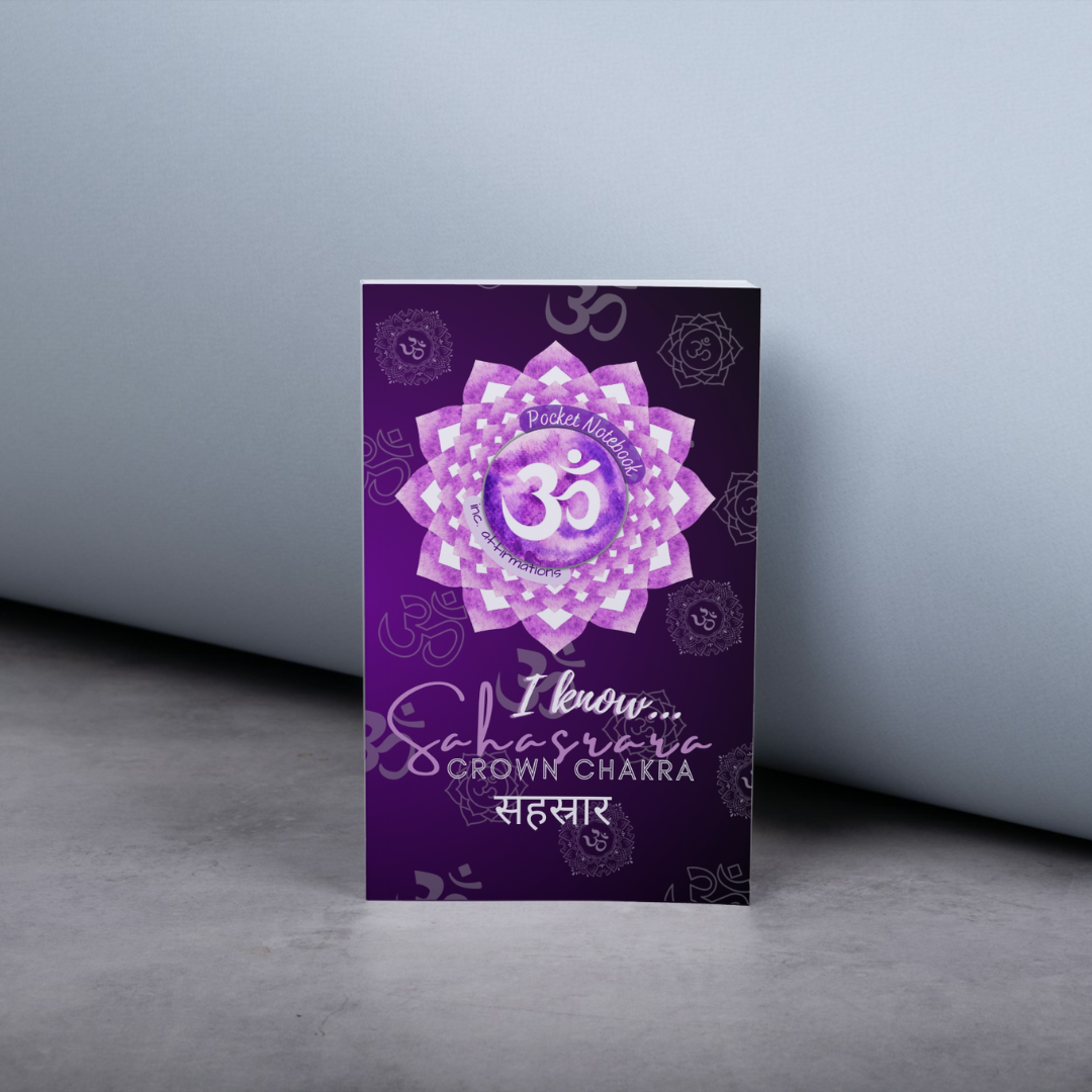 Crown Chakra Pocket Notebook | Inc. Affirmations: The Pocket Journaling Guide to Clearing, Opening, and Balancing Sahasrara - The Seventh Chakra | Black A6 | 107 Lined Pages